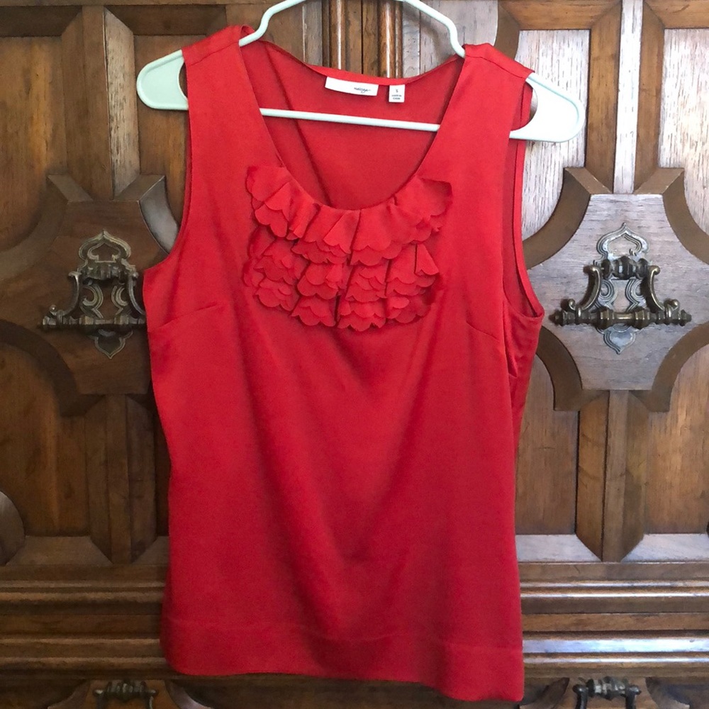 Red silk tank top